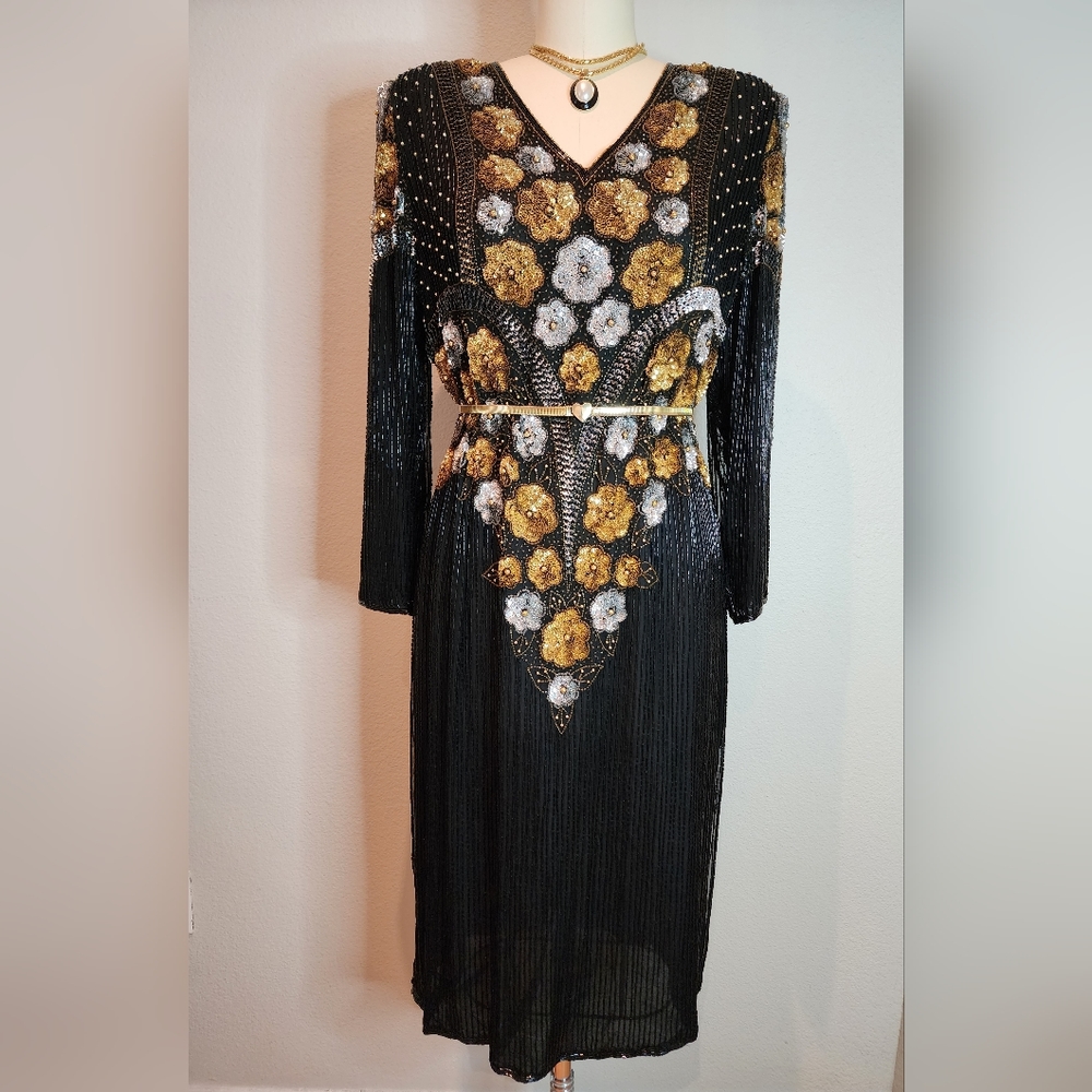 COPY - Vintage Tan-Chho Sequins and Beaded Dress